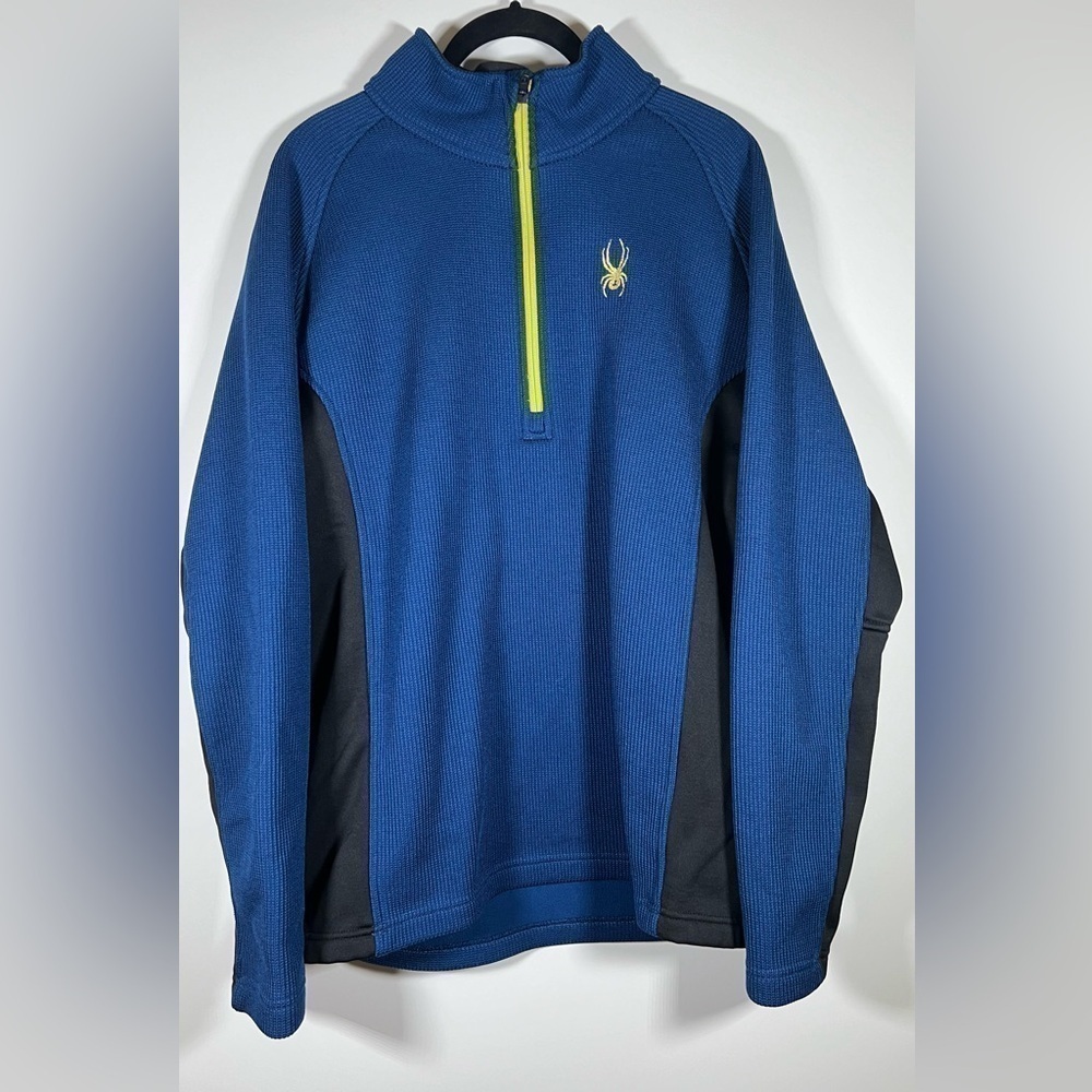 SPYDER core outbound sweater XL blue 1/4 zip thermal waffle knit pullover skater